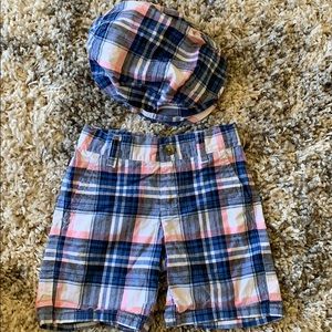 Janie and Jack plaid Shorts and matching Beret